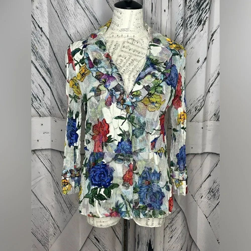 Alberto Makali Butterfly/Floral Mesh Blazer - Size M